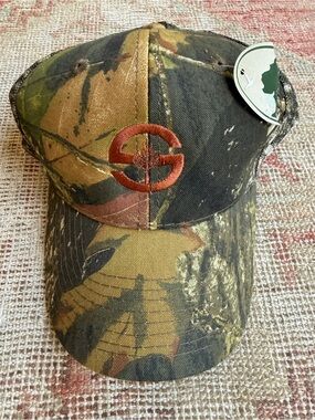 Camo Baseball Cap with Red Embroidered Logo